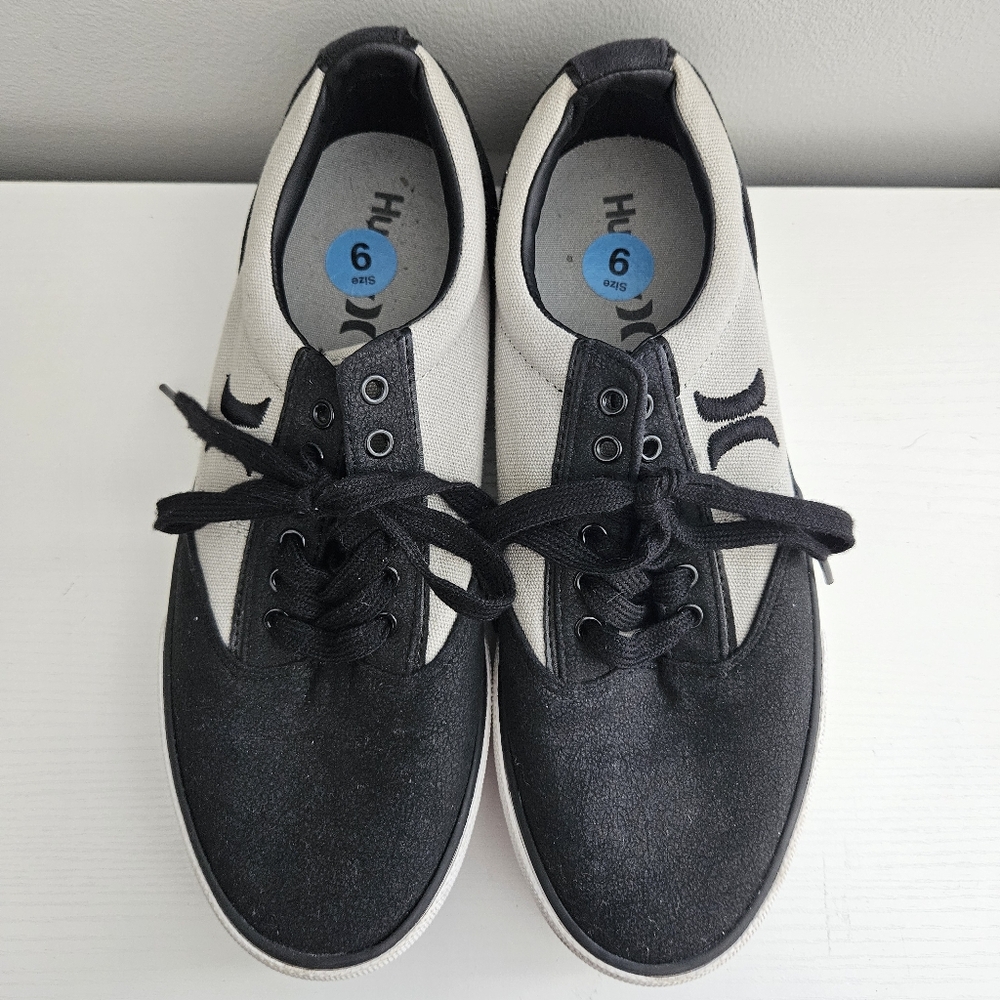 📌3for$10 HURLEY Men's Kayo Lace Up Black White Sneakers Size 9M